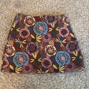 Floral Patterned Mini Skirt - Multicolor XS